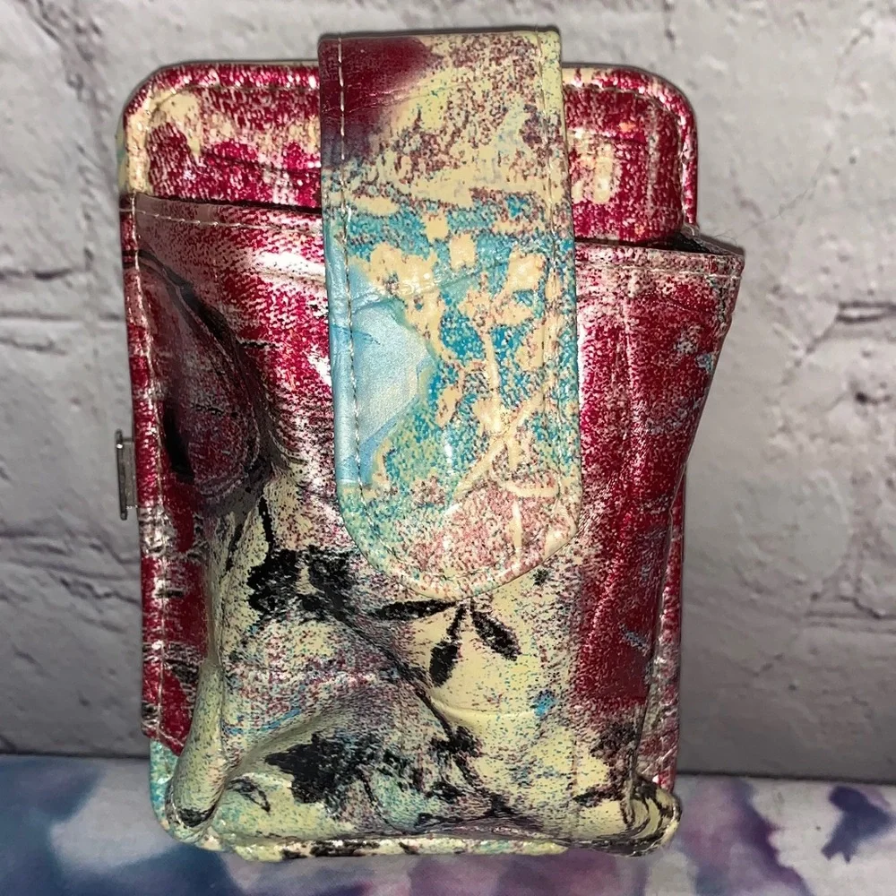 Splattered Multicolored Wallet with Hidden Strap
